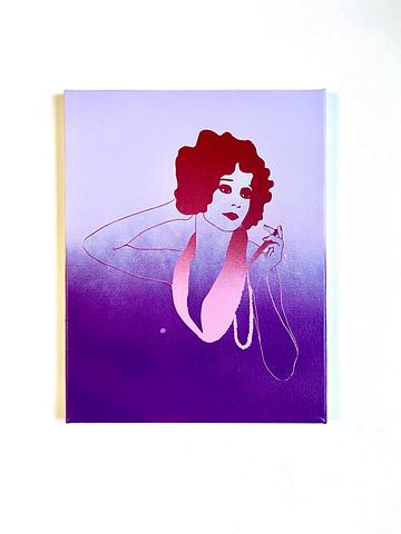 Deco queen of hearts painting in purple and red