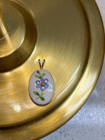 hand-painted porcelain pendant