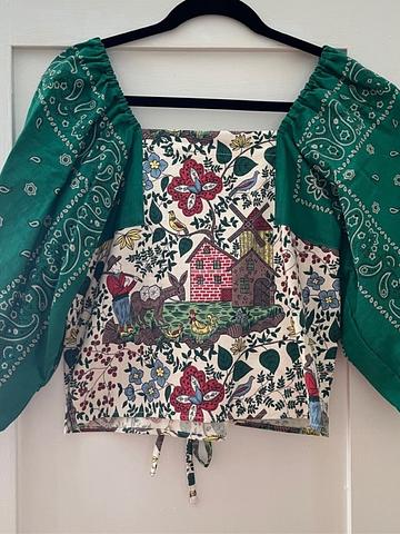 Puff Sleeve Tea Towel Top