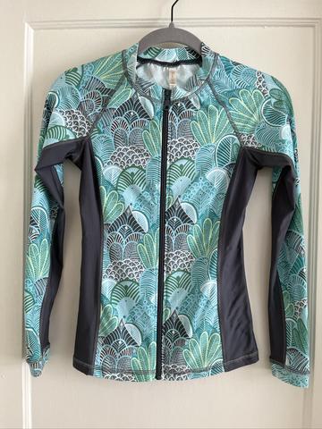 Helen Jon Rash Guard Full Zip Front Swim Beach Break Surf Shirt