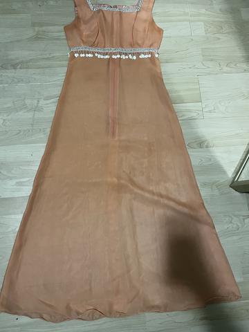 1979s peach maxi dress with beading