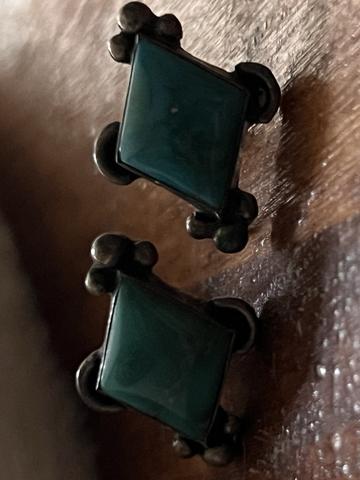 Turquoise diamond shaped screw back sterling