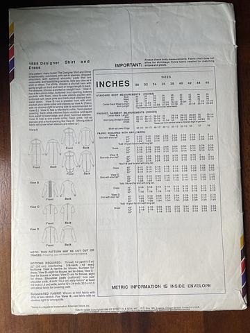 Uncut 80s shirt/dress pattern