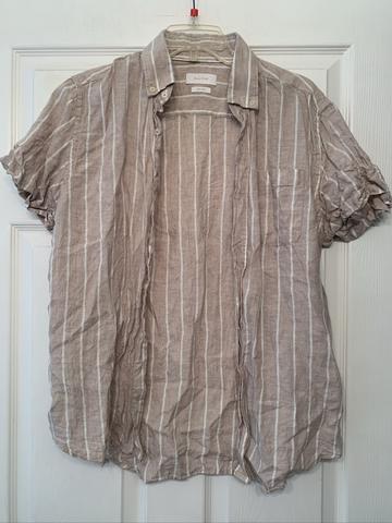 linen button up striped shirt