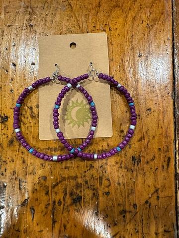 Seed bead hoop earrings