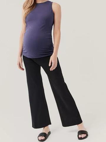 Stretch cotton wide leg maternity pants