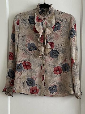 80s Ruffle Front Secretary Blouse