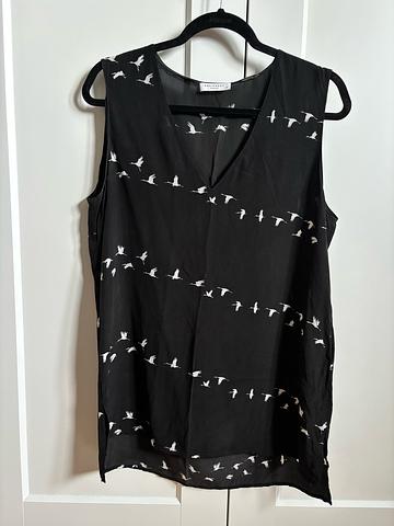 Silk tunic tank bird print