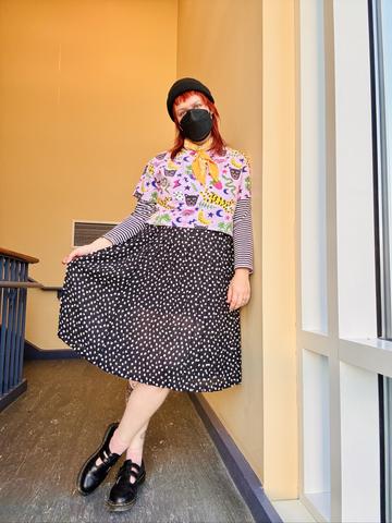Pleated polka dot skirt