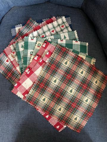 10 8x8 Christmas themed vintage pre-cut squares