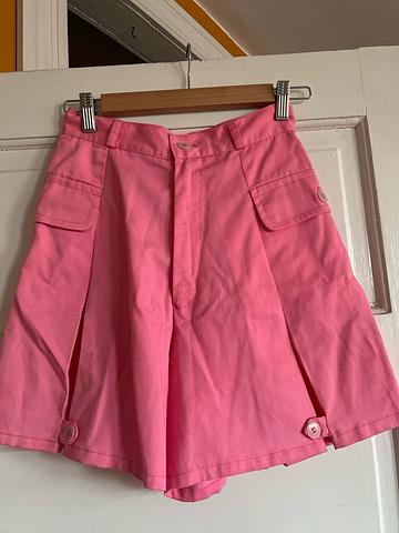 Pink Pleated High Waist Shorts
