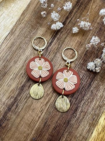 Terracotta flower drop earrings