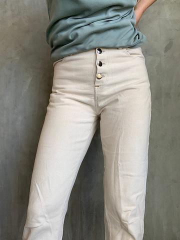 100% cotton Button fly white jeans