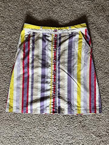 Striped button front skirt
