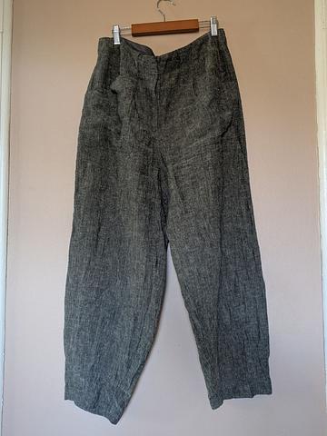 Gauzy charcoal gray linen blend pants