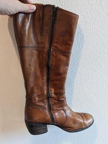 Brown leather boots
