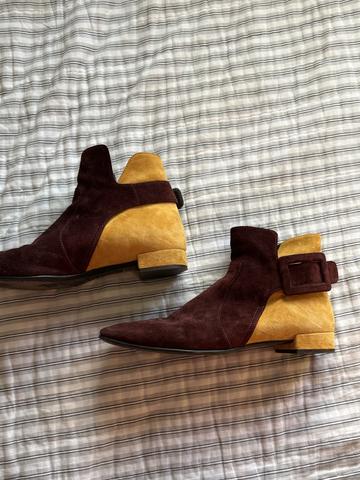 Suede two tone boots