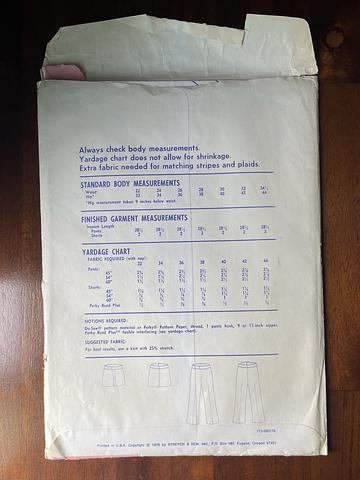 uncut 70’s pants/shorts pattern
