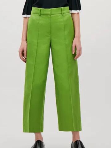 Wide leg cropped cotton pants