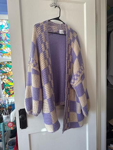 Checkered purple sweater