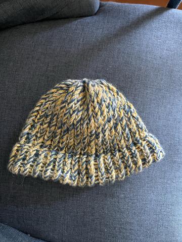 Cropped knitted wool beanie hat