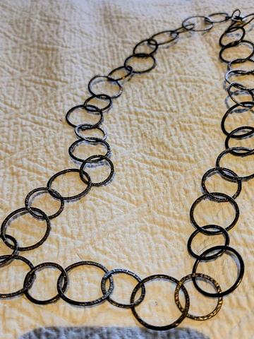Hammered metal chain link necklace