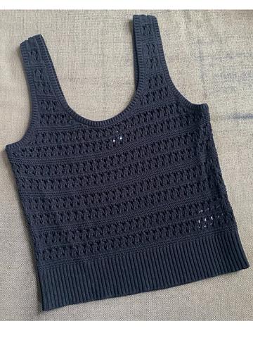 Old Navy Black Open-Knit Sweater Tank