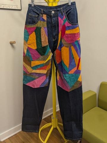 Suede patchwork jeans