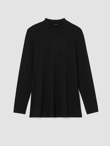 Black mock neck long sleeve loose top