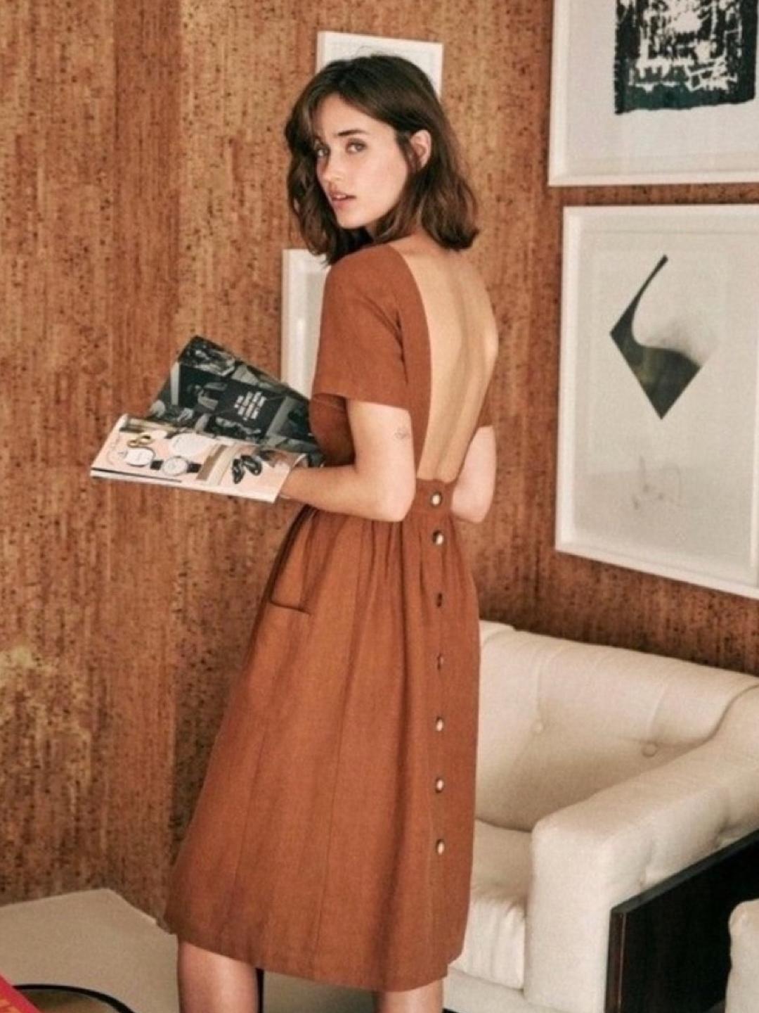 sezane open back dress Sezane Backless Dress