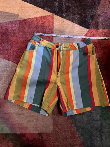 Lexi - High Waist Twill Shorts in Laguna Stripe