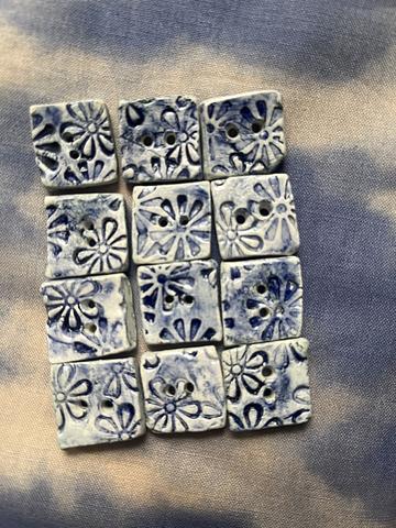 Square Floral Ceramic Buttons