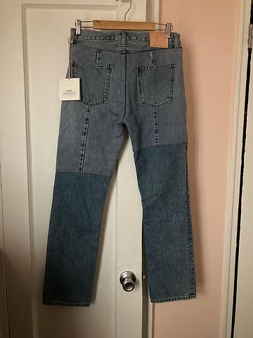 Marcel relaxed straight jean, reversed patchwork