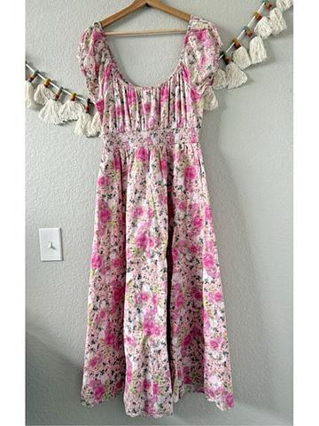 LoveShackFancy Vernon Floral Pink Maxi Dress Cotton Coquette Prairie Cottagecore