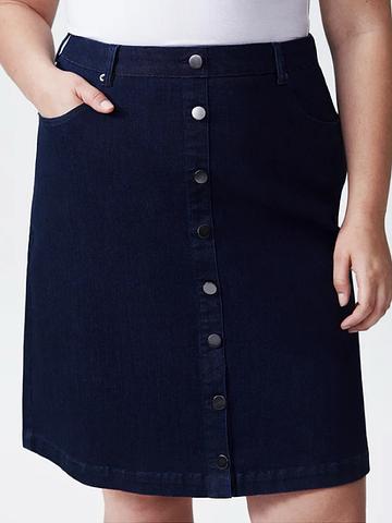 Ang Denim Button Down Skirt (Universal Standard S 14-16)