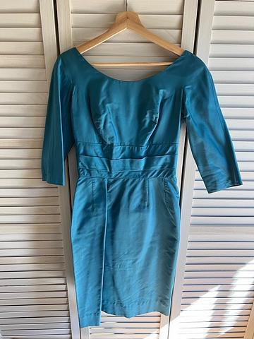 Blue Satin Cocktail Dress