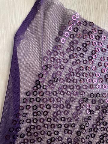 Purple sequin woven mesh fabric