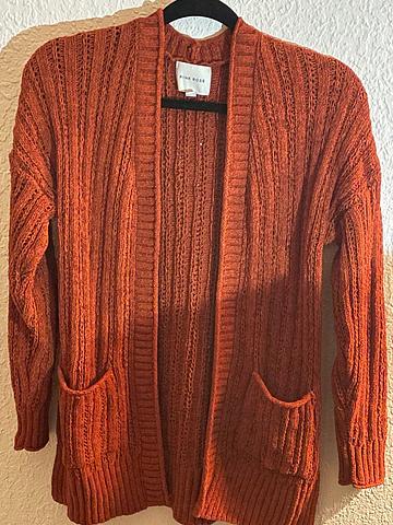 Pink Rose  burnt orange Cable Knit Cardigan Sweater