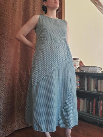Green Striped Jigsaw Dress