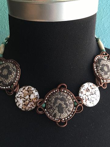 Choker necklace - Fabric, Glass