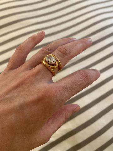 Crystal gold chunky ring