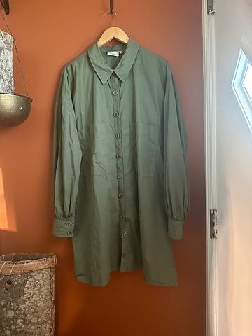 Poplin Puff Sleeve Shirt Dress