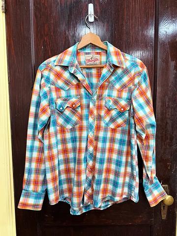 Rainbow Metallic Plaid Western Shirt