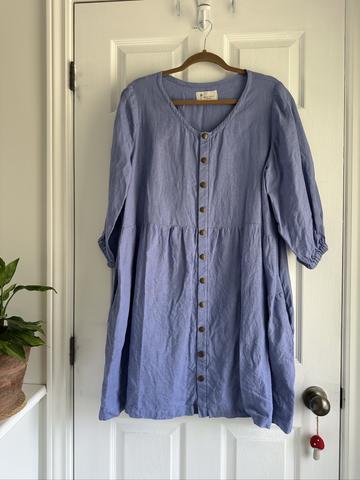 Snap Puff Sleeve Dress with Waist Tie