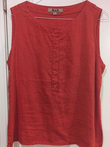 Red linen blouse