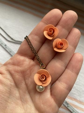 Handmade Rose Necklace & Earring Set