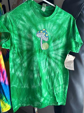 Tie dye mushroom yarn ball tshirt