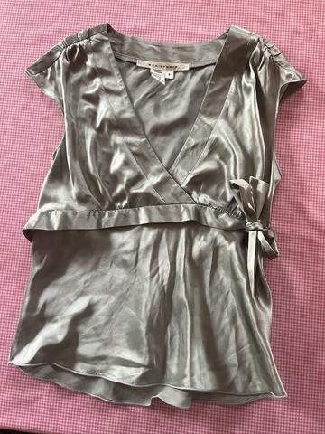 Gray green silk babydoll top