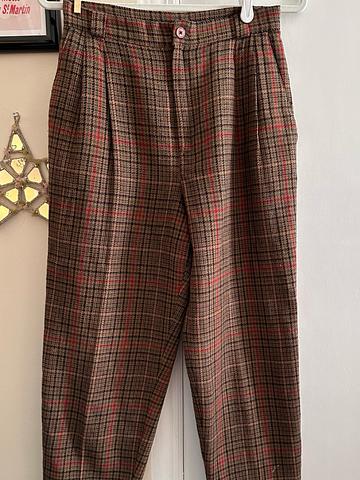 Petite Wool Plaid Trousers