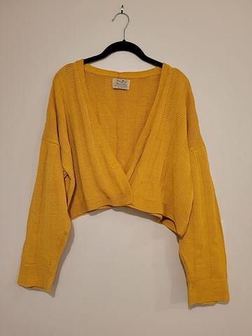 Yellow hand knit cropped sweater